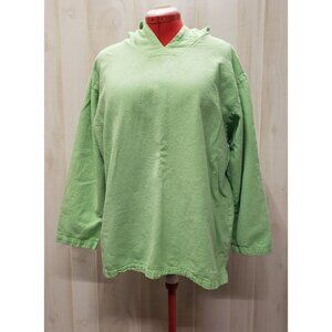 Vintage 80s Krackeroos Hooded Tunic Pullover, 100% Cotton, Large, Lt Green